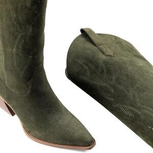 Olive Western Style Booties